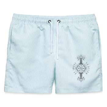 Ygdrassil Weltenbaum Baum des Lebens Vegvisir - Männer Badeshorts - hellblau gestreift - Vorne - AI Model Male 178 light (178cm)