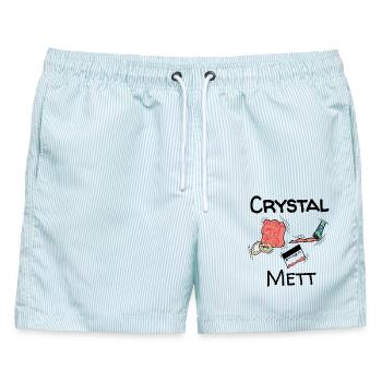Mett - Crystal Mett - Männer Badeshorts - hellblau gestreift - Vorne - AI Model Male 178 light (178cm)