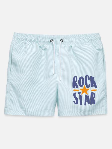 rock star - Männer Badeshorts - hellblau gestreift