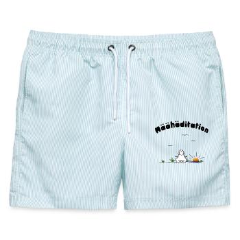 Meditation - Männer Badeshorts - hellblau gestreift - Vorne - AI Model Male 178 light (178cm)