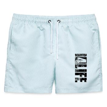 Beamter 4 Life Vintage Verbeamtung Geschenk - Männer Badeshorts - hellblau gestreift - Vorne - AI Model Male 178 light (178cm)