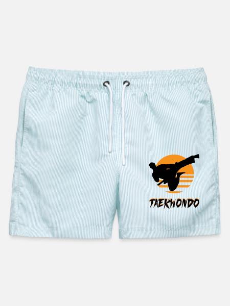 Taekwondo - Männer Badeshorts - hellblau gestreift