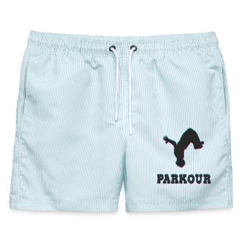 Parkour - Männer Badeshorts - hellblau gestreift - Vorne - AI Model Male 178 light (178cm)