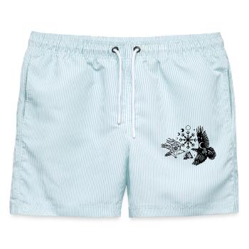 Hugin und Munin mit Vegvisir Valknut - Männer Badeshorts - hellblau gestreift - Vorne - AI Model Male 178 light (178cm)