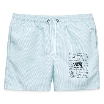 Geburtstagsshirt Wurzel Quadratwurzel 576 24 Jahre - Männer Badeshorts - hellblau gestreift - Vorne - AI Model Male 178 light (178cm)