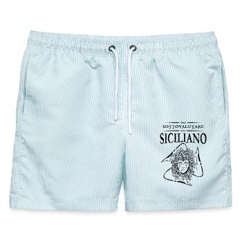 Mai Sottovalutare Un Siciliano Trinacria Sicilia - Männer Badeshorts - hellblau gestreift - Vorne - AI Model Male 178 light (178cm)