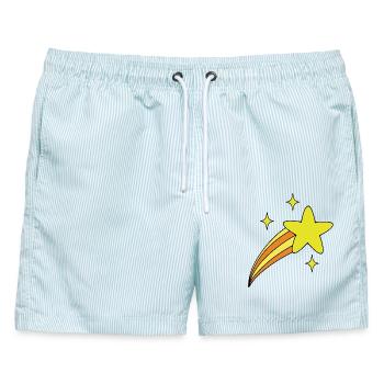 Stern mit Schweif - Männer Badeshorts - hellblau gestreift - Vorne - AI Model Male 178 light (178cm)