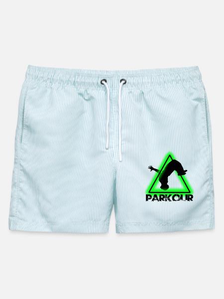 Parkour - Männer Badeshorts - hellblau gestreift