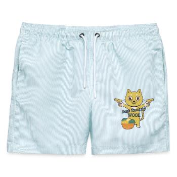 Fass meine Wolle nicht an ! - Männer Badeshorts - hellblau gestreift - Vorne - AI Model Male 178 light (178cm)