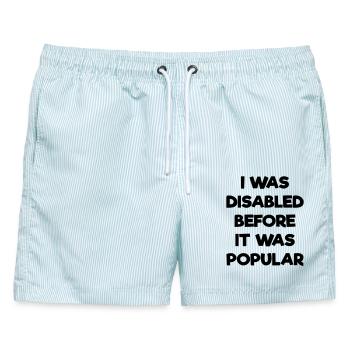 Ich war schon behindert, bevor es populär wurde # - Männer Badeshorts - hellblau gestreift - Vorne - AI Model Male 178 light (178cm)