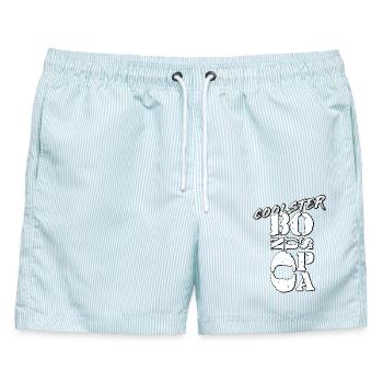 Opa Bonusopa - Männer Badeshorts - hellblau gestreift - Vorne - AI Model Male 178 light (178cm)