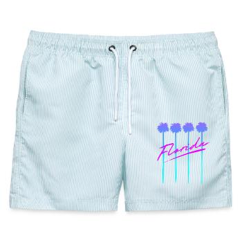 Florida Palmen - Männer Badeshorts - hellblau gestreift - Vorne - AI Model Male 178 light (178cm)