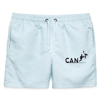 Manchmal können Dinge getan werden, wenn Sie möchten # - Männer Badeshorts - hellblau gestreift - Vorne - AI Model Male 178 light (178cm)