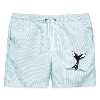 Walflosse Wal Flosse - Männer Badeshorts - hellblau gestreift - Vorne - AI Model Male 178 light (178cm)