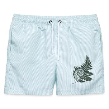 Farn Schneckenhaus Farnblatt Herbst - Männer Badeshorts - hellblau gestreift - Vorne - AI Model Male 178 light (178cm)