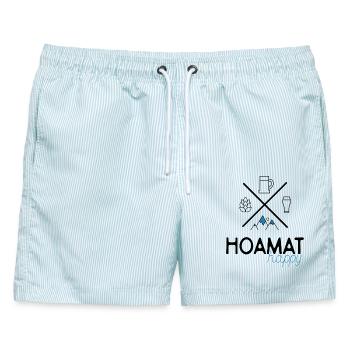 Heimat - Männer Badeshorts - hellblau gestreift - Vorne - AI Model Male 178 light (178cm)