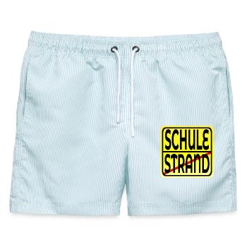 Ferienende Schulanfang - Männer Badeshorts - hellblau gestreift - Vorne - AI Model Male 178 light (178cm)