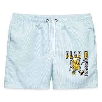 Plan B Besaufen - Männer Badeshorts - hellblau gestreift - Vorne - AI Model Male 178 light (178cm)