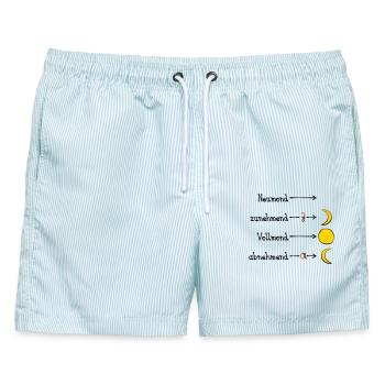 Mondphasen mit Eselsbrücke - dunkel - Männer Badeshorts - hellblau gestreift - Vorne - AI Model Male 178 light (178cm)