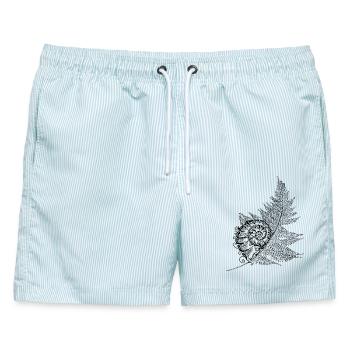 Farn Schneckenhaus Farnblatt Herbst - Männer Badeshorts - hellblau gestreift - Vorne - AI Model Male 178 light (178cm)