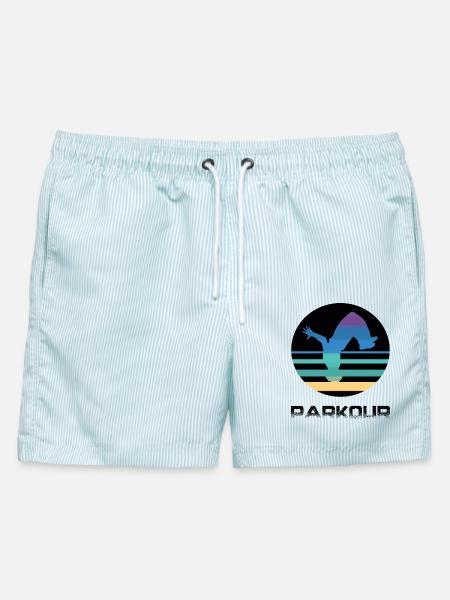 Parkour - Männer Badeshorts - hellblau gestreift