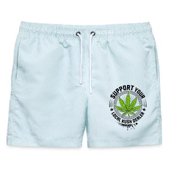 Kiffen - Legalize it - 420 - Weed Hanf & Cannabis - Männer Badeshorts - hellblau gestreift - Vorne - AI Model Male 178 light (178cm)