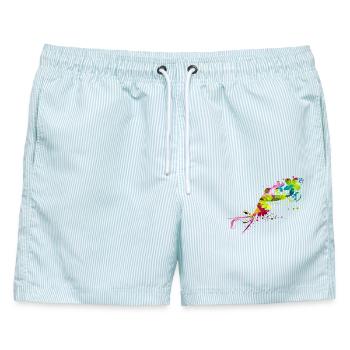 Colobri - Männer Badeshorts - hellblau gestreift - Vorne - AI Model Male 178 light (178cm)