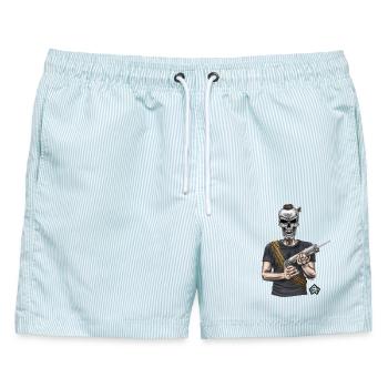 Verfuger, Silikonierer, Handwerker, Soldat - Männer Badeshorts - hellblau gestreift - Vorne - AI Model Male 178 light (178cm)