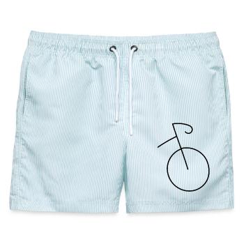 Die Leichtigkeit des Fahrradfahrens - Männer Badeshorts - hellblau gestreift - Vorne - AI Model Male 178 light (178cm)