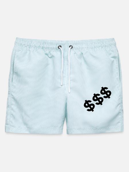 dollar - Männer Badeshorts - hellblau gestreift
