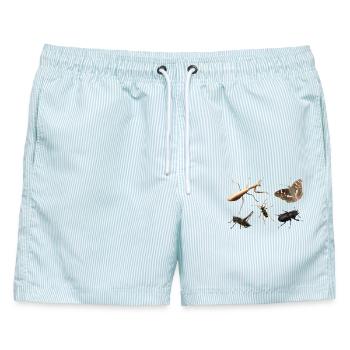 Insekten - Männer Badeshorts - hellblau gestreift - Vorne - AI Model Male 178 light (178cm)