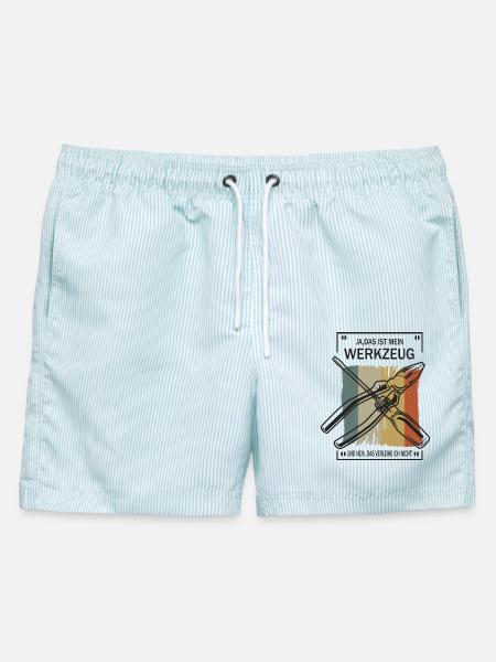 Mein Werkzeug Verleihe ich nicht ! - Männer Badeshorts - hellblau gestreift