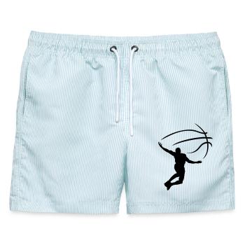 Sport - Männer Badeshorts - hellblau gestreift - Vorne - AI Model Male 178 light (178cm)