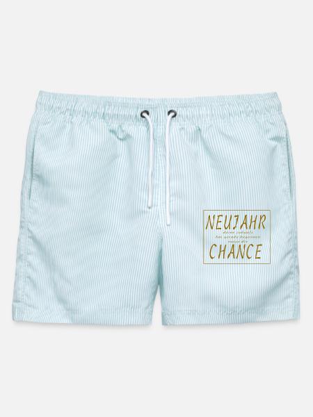 Neues Jahr Neue Chance - Slogan Spruch - Männer Badeshorts - hellblau gestreift