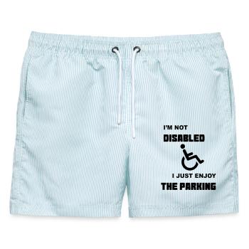 Ich bin nur im Rollstuhl zum Parken * - Männer Badeshorts - hellblau gestreift - Vorne - AI Model Male 178 light (178cm)