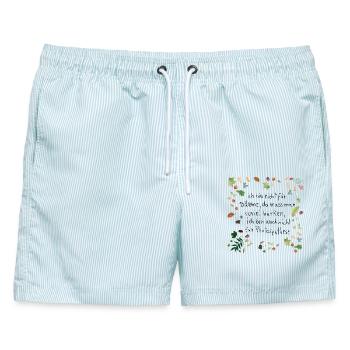 Herbstlaub Photosynthese - Männer Badeshorts - hellblau gestreift - Vorne - AI Model Male 178 light (178cm)