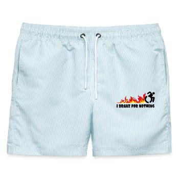 Ich habe meinen Rollstuhl umsonst eingeschoben # - Männer Badeshorts - hellblau gestreift - Vorne - AI Model Male 178 light (178cm)