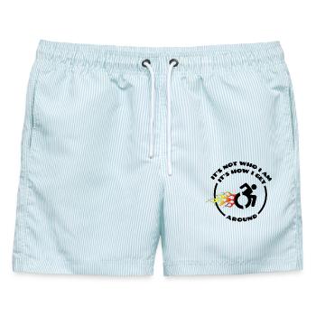 Rollstuhl ist nicht das, was ich bin * - Männer Badeshorts - hellblau gestreift - Vorne - AI Model Male 178 light (178cm)