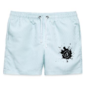 Rollstuhl-Symbol mit Farbspritzer # - Männer Badeshorts - hellblau gestreift - Vorne - AI Model Male 178 light (178cm)