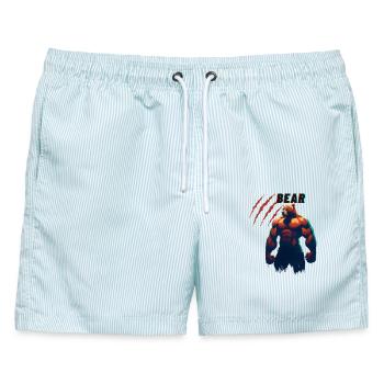 Team Bär - Männer Badeshorts - hellblau gestreift - Vorne - AI Model Male 178 light (178cm)