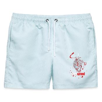 Truecrime Herz mit Blutspritzern - Männer Badeshorts - hellblau gestreift - Vorne - AI Model Male 178 light (178cm)