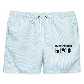 Pingpong Kaffee - Männer Badeshorts - hellblau gestreift - Vorne - AI Model Male 178 light (178cm)