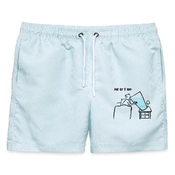 Ich nachts um drei Uhr ! - Männer Badeshorts - hellblau gestreift - Vorne - AI Model Male 178 light (178cm)
