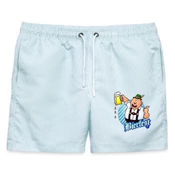 Bierfest Traditionelles Bierfest-Design - Männer Badeshorts - hellblau gestreift - Vorne - AI Model Male 178 light (178cm)