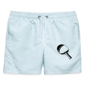 Ping Pong Schläger Skizze - Männer Badeshorts - hellblau gestreift - Vorne - AI Model Male 178 light (178cm)