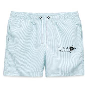 Das Herz am linken Fleck, Farbklecks - Männer Badeshorts - hellblau gestreift - Vorne - AI Model Male 178 light (178cm)