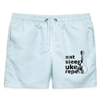 eat sleep uke repeat! schwarz - Männer Badeshorts - hellblau gestreift - Vorne - AI Model Male 178 light (178cm)