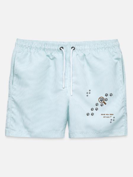 Hast du meinen Hund gesehen? Hundehumor Version 1 - Männer Badeshorts - hellblau gestreift