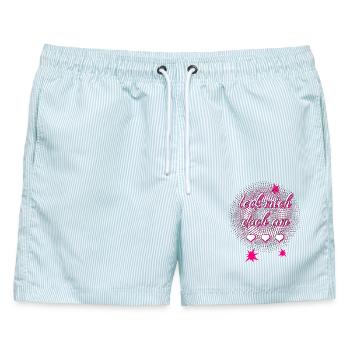 leck mich doch am ... pink - Männer Badeshorts - hellblau gestreift - Vorne - AI Model Male 178 light (178cm)