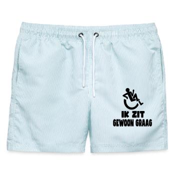 Ich sitze einfach gerne. Humor im Rollstuhl * - Männer Badeshorts - hellblau gestreift - Vorne - AI Model Male 178 light (178cm)